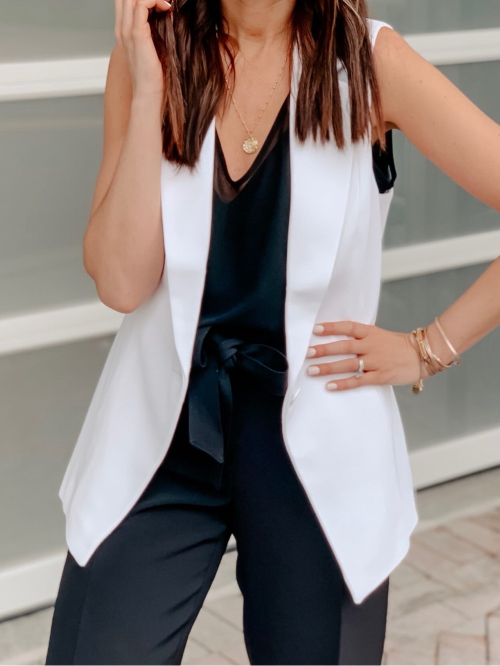 White House Black Market Sleeveless Longline Blazer Vest